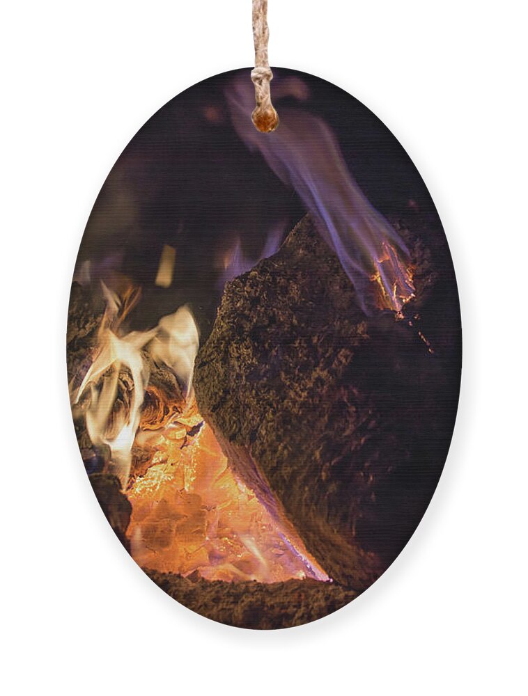 Fire Ornament featuring the photograph Fire and flames 1 by Adriana Mueller