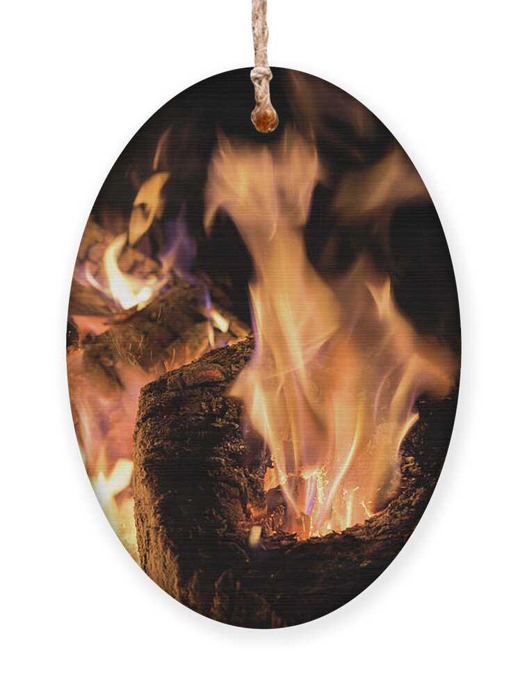Fire Ornament featuring the photograph Fire and flames 12 by Adriana Mueller