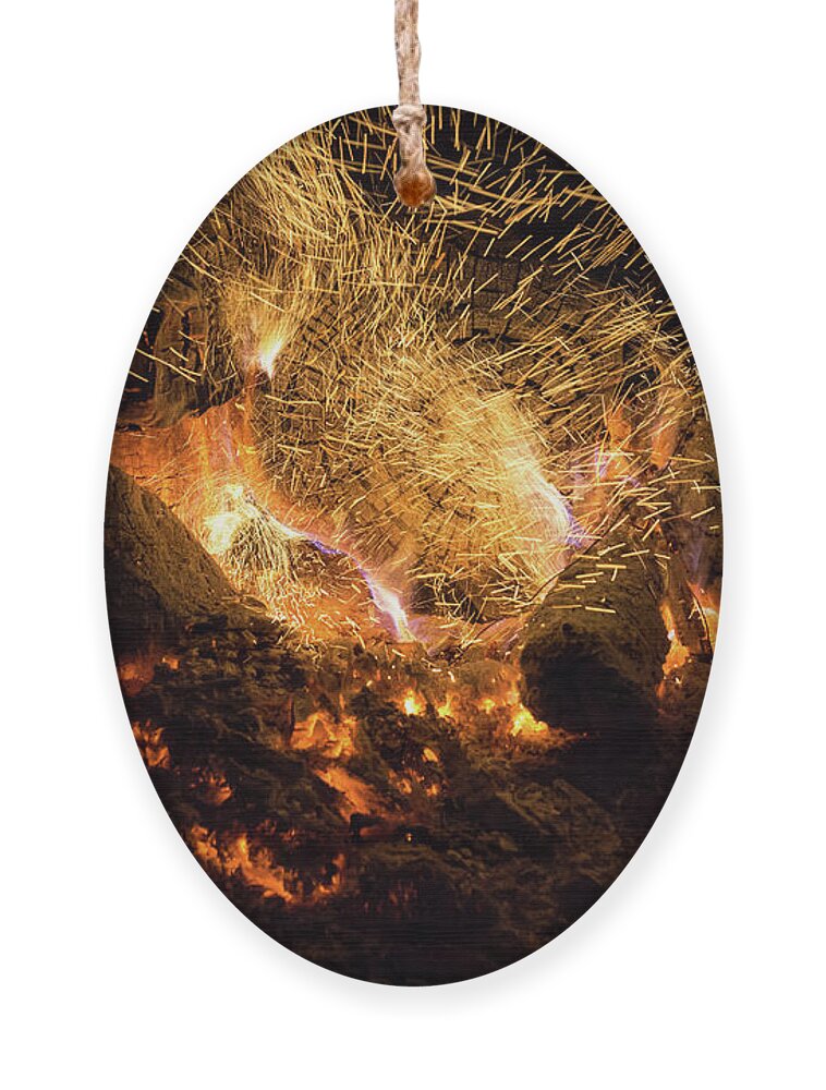 Fire Ornament featuring the photograph Fire and flames 2 by Adriana Mueller