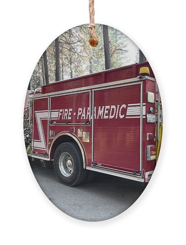 Photograph Ornament featuring the photograph Fire Truck Red by Beverly Read