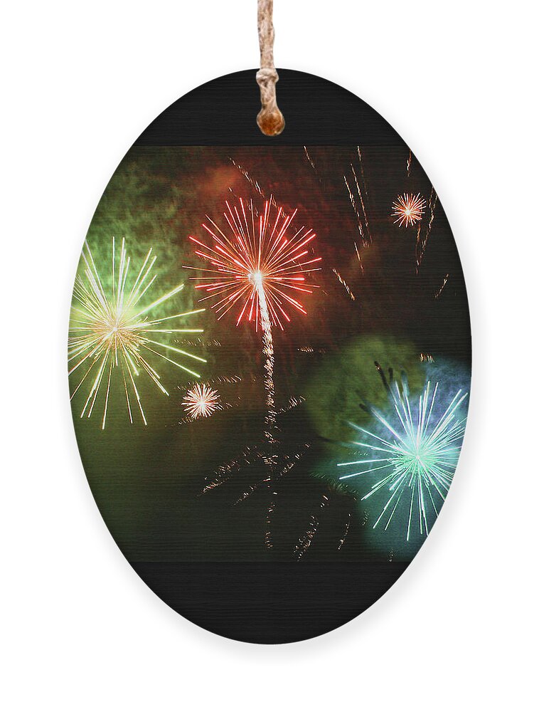 Fireworks Ornament featuring the photograph Fireworks by Mariarosa Rockefeller