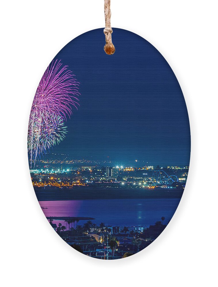Festival Ornament featuring the photograph Fireworks over America's Finest City by Sam Antonio
