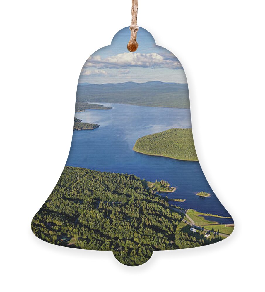 2020 Ornament featuring the photograph First Connecticut Lake Pittsburg NH Panorama - August2020 by John Rowe