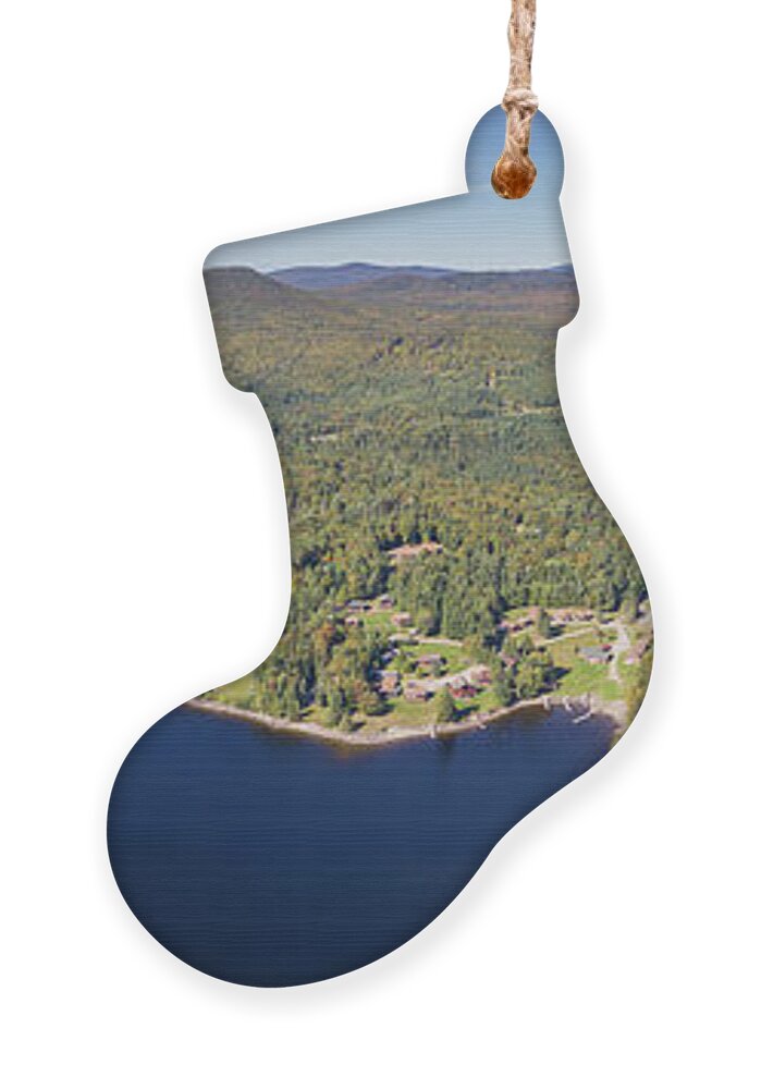 Pittsburg Nh Ornament featuring the photograph First Connecticut Lake Pittsburg NH Panorama by John Rowe