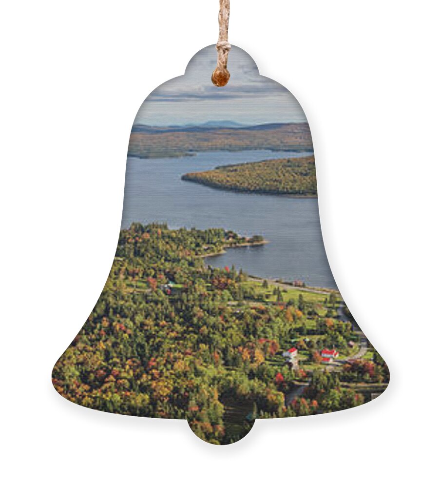  Ornament featuring the photograph First Connecticut Lake Pittsburg NH Panorama - September 2021 by John Rowe