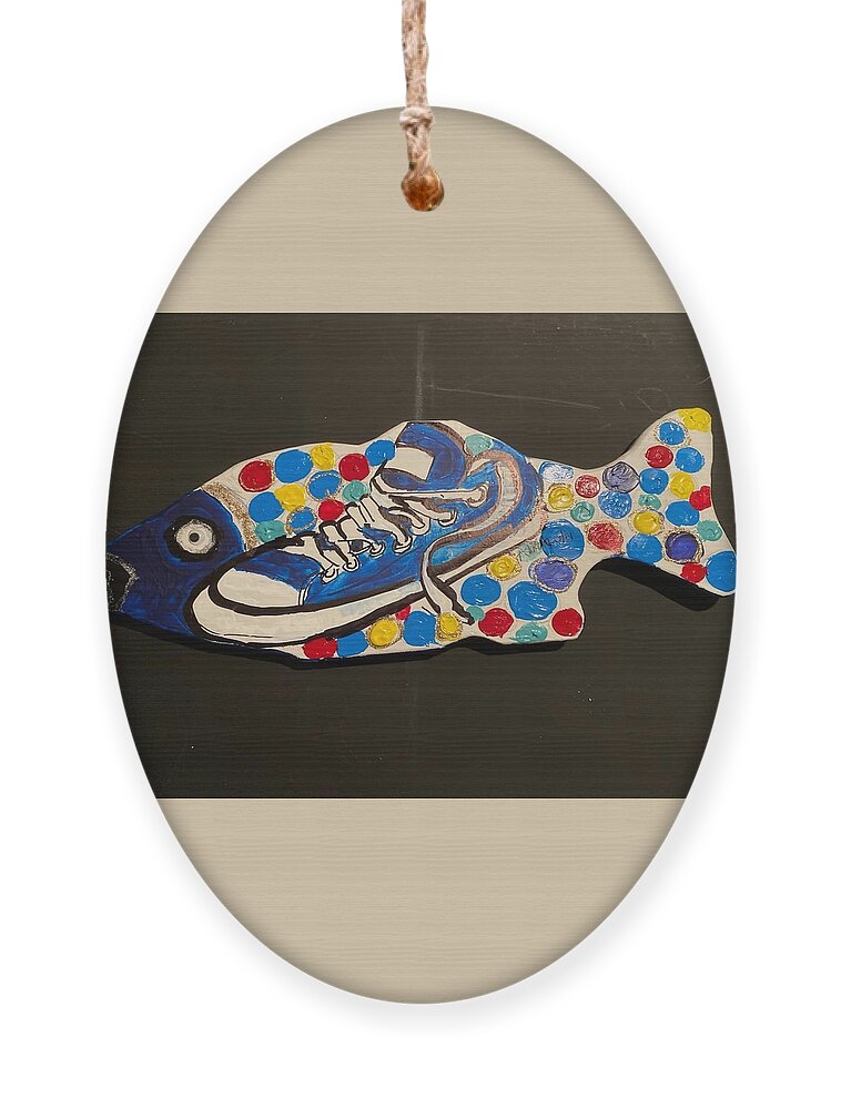  Ornament featuring the mixed media Fish by Angie ONeal