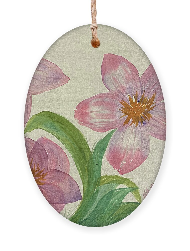 Flower Ornament featuring the painting Five Flowers by Lisa Neuman