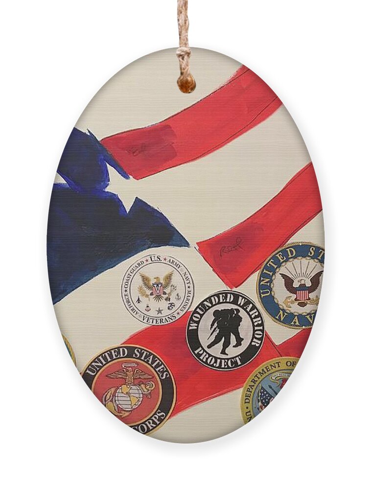  Ornament featuring the mixed media Flag by Angie ONeal