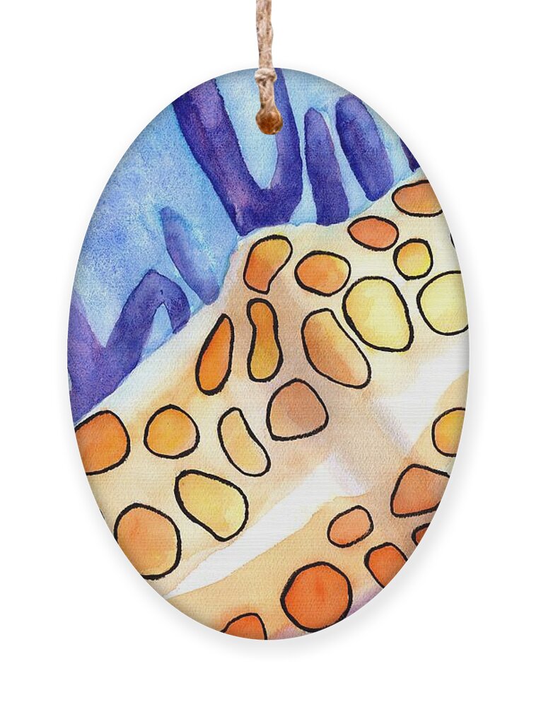 Seashell Ornament featuring the painting Flamingo Tongue Snail Shell by Carlin Blahnik CarlinArtWatercolor