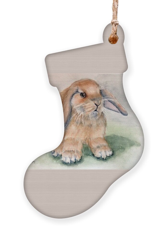 Bunny Ornament featuring the painting Floppy Ear Bunny by Kelly Mills