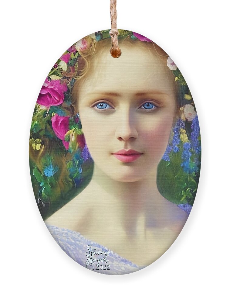 Flower Art Ornament featuring the digital art Flower Fantasy Caroline by Stacey Mayer