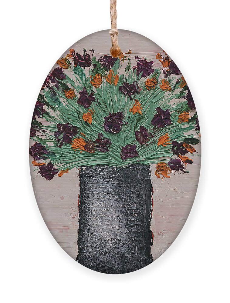  Ornament featuring the painting Flowers by Henya Gutnick
