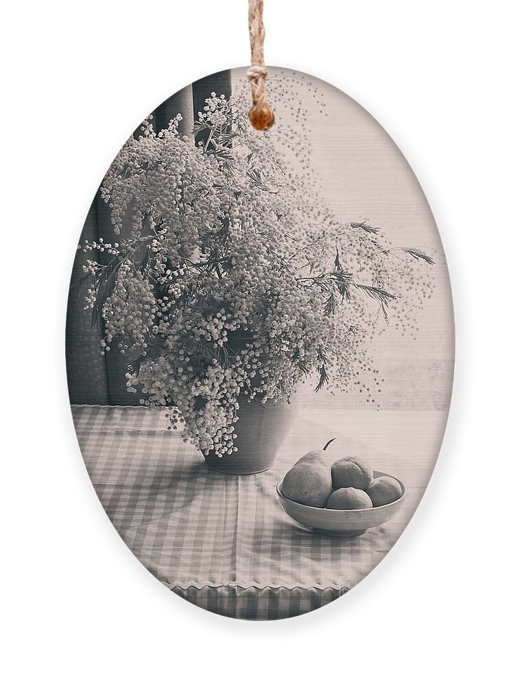 Wattle Ornament featuring the photograph Flowers n Fruit by Linda Lees