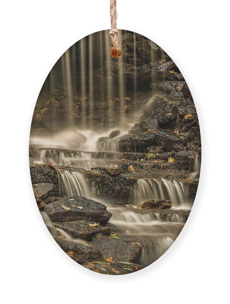 West Milton Falls Ohio Ornament featuring the photograph Flowing Falls West Milton Ohio by Dan Sproul