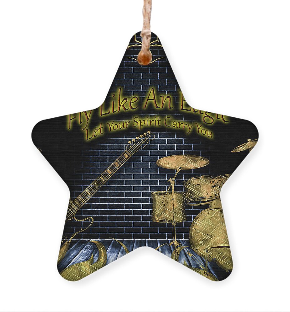 Rock Music Ornament featuring the digital art Fly Like An Eagle by Michael Damiani