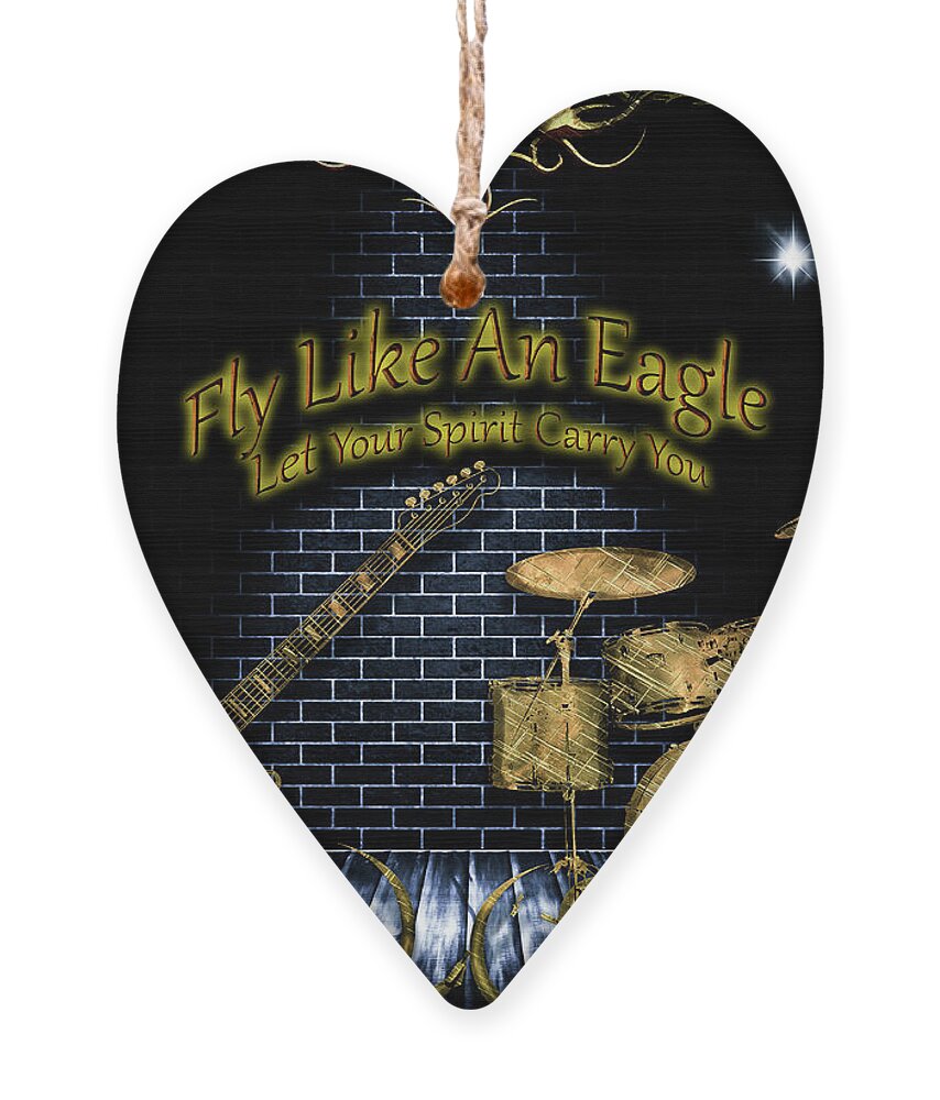 Rock Music Ornament featuring the digital art Fly Like An Eagle by Michael Damiani