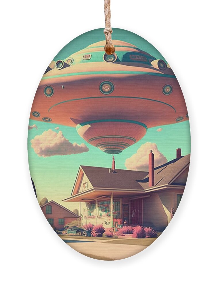 Flying Ornament featuring the mixed media Flying Saucer Frenzy I by Jay Schankman