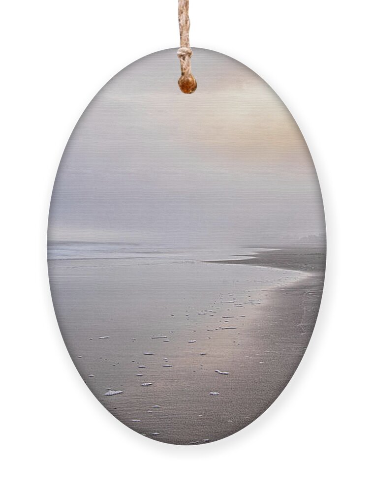 Emerald Isle Ornament featuring the photograph Foggy Sunset at Emerald Isle North Carolina by Bob Decker