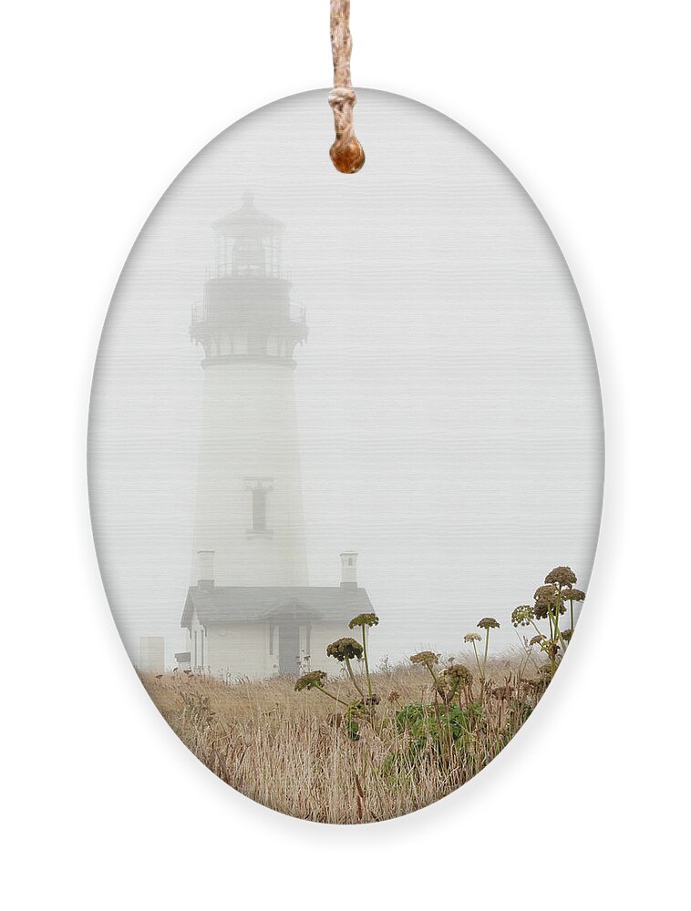 Scenic Ornament featuring the photograph Foggy Yaquina Lighthouse by Doug Davidson