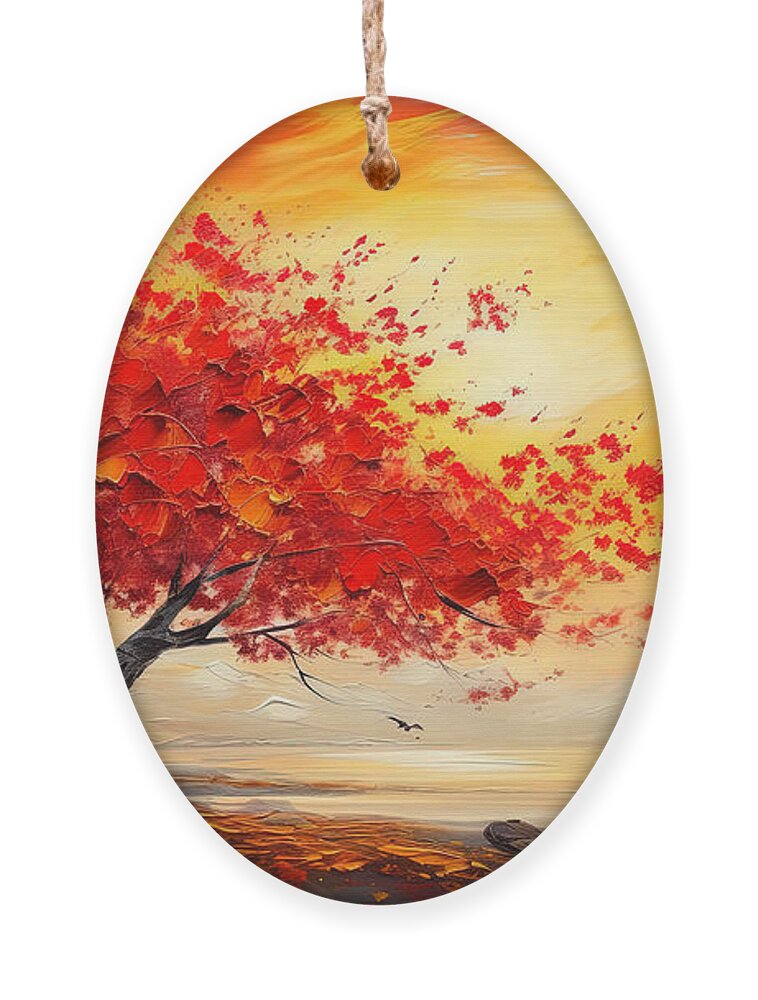 Maple Tree Ornament featuring the painting Foliage Impressionist by Lourry Legarde