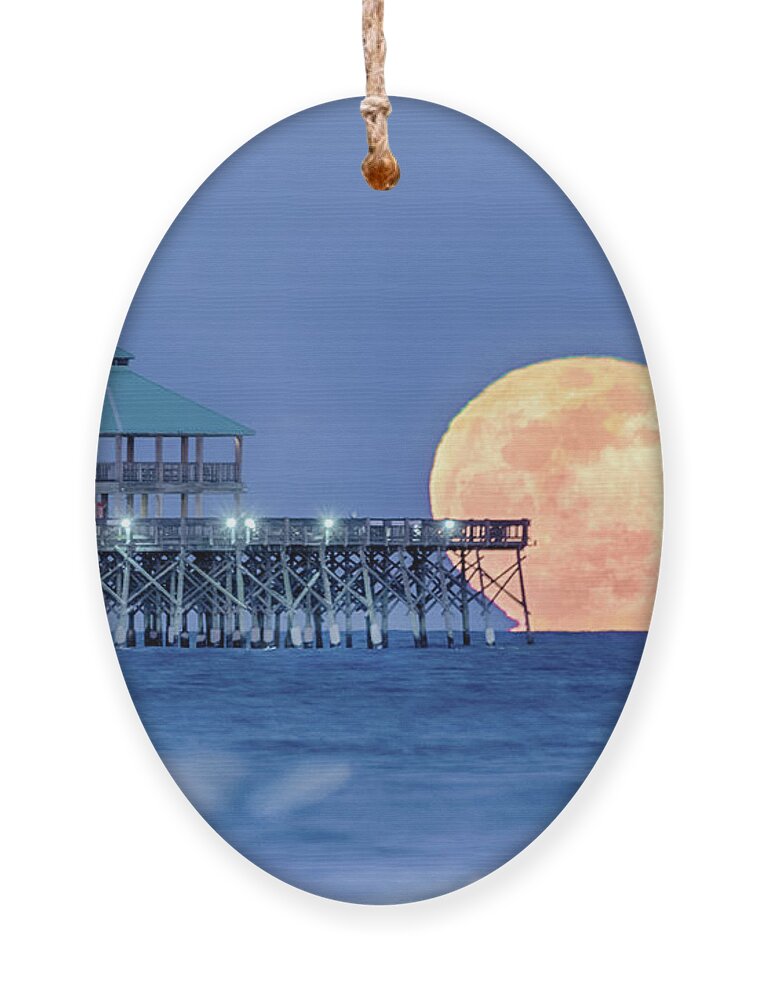  Ornament featuring the photograph Folly Pier Supermoon by Jim Miller