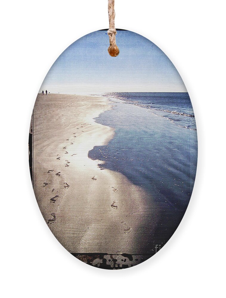 Hilton Head Island Ornament featuring the digital art Footprints In The Sand by Phil Perkins