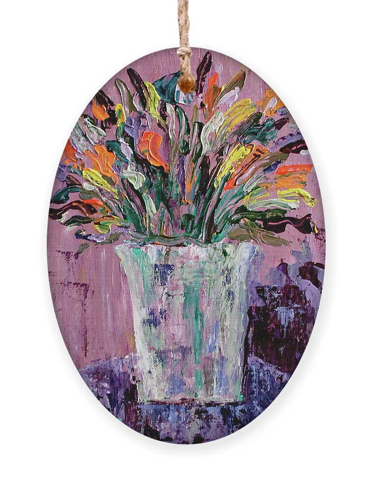 Flowers Ornament featuring the painting Flowers For Amy by Teresa Moerer