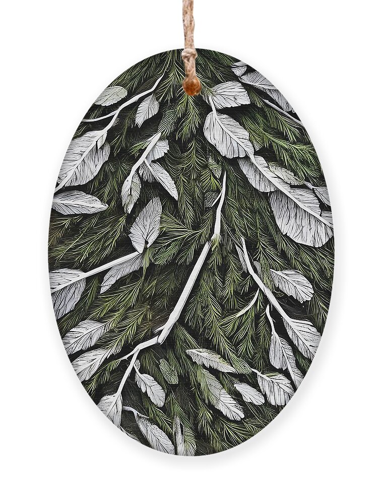 Fir Tree Ornament featuring the mixed media Forest Flora by Bonnie Bruno