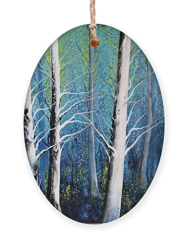 Wall Art Home Decor Forest Magical Forest Art For Sale Posters Abstract Art Pouring Art Acrylic Painting Gift Idea Ornament featuring the painting Forest by Tanya Harr