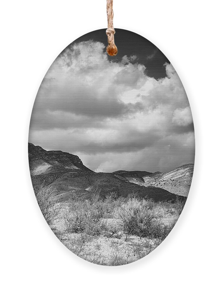Photograph Black White Desert Arizona Ornament featuring the photograph Fort Huachuca Vista by Beverly Read