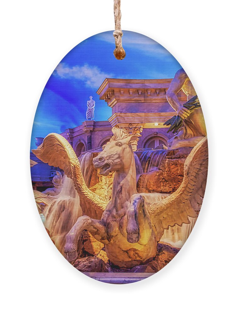 Fountain Of The Gods Ornament featuring the photograph Fountain of the Gods, Caesars Palace, Las Vegas by Tatiana Travelways
