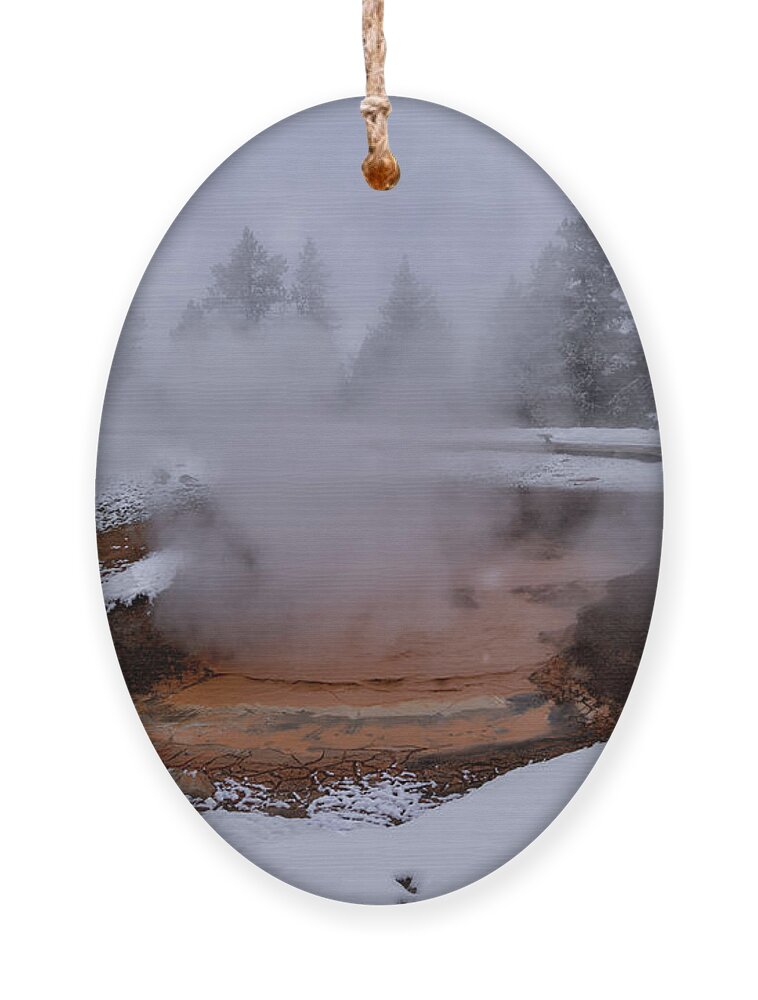 Yellowstone National Park Ornament featuring the photograph Fountain Paint Pots I by Cheryl Strahl