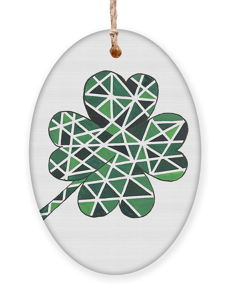 Four Leaf Clover Ornament featuring the mixed media Four Leaf Clover by Lisa Neuman