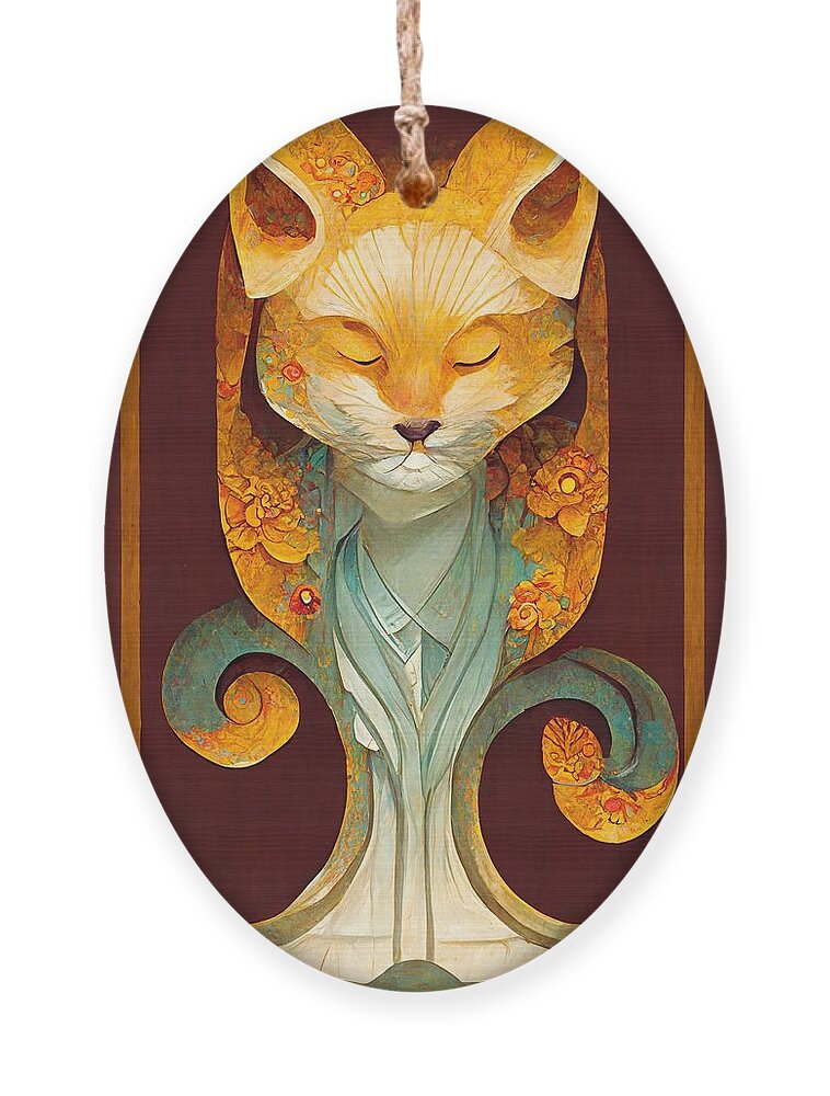 Fox Ornament featuring the digital art Fox Dreams by Nickleen Mosher