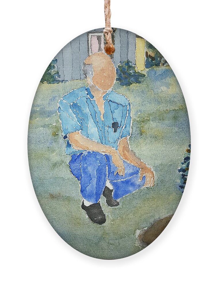Watercolor Ornament featuring the painting Frank by John Klobucher