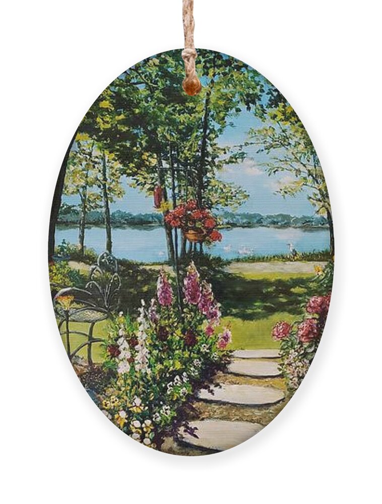 Garden Ornament featuring the painting Fran's Garden by Merana Cadorette