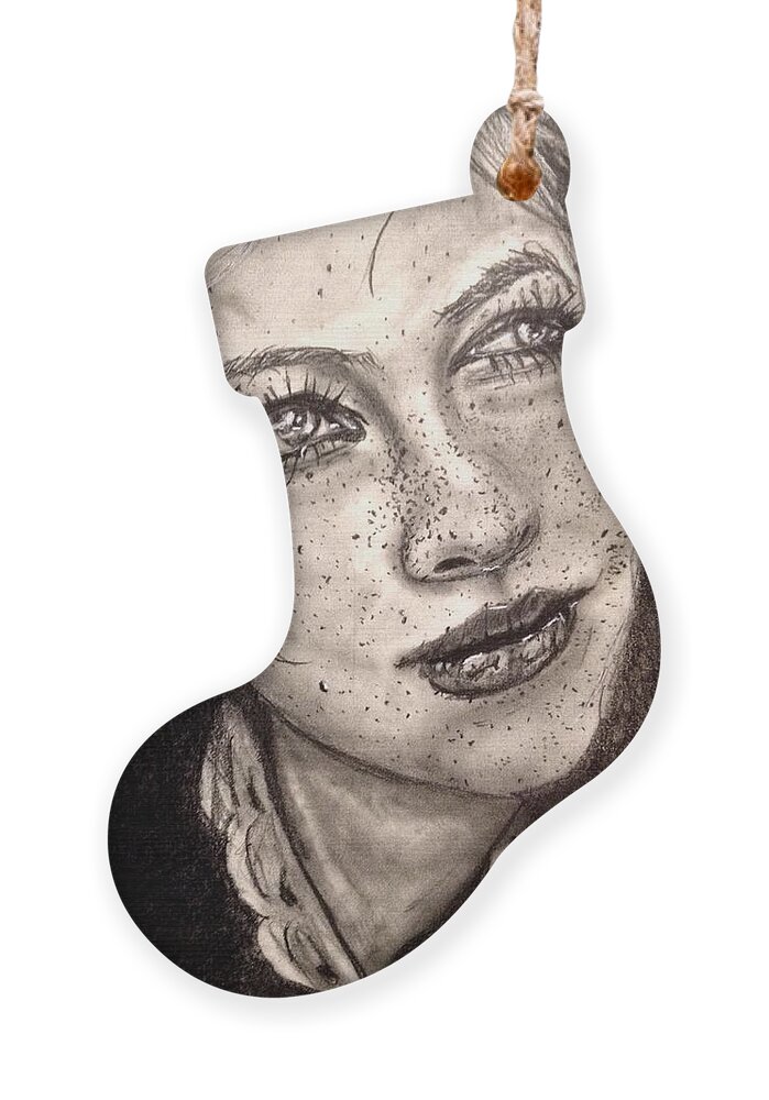 Young Ornament featuring the drawing Freckles by Bryan Brouwer