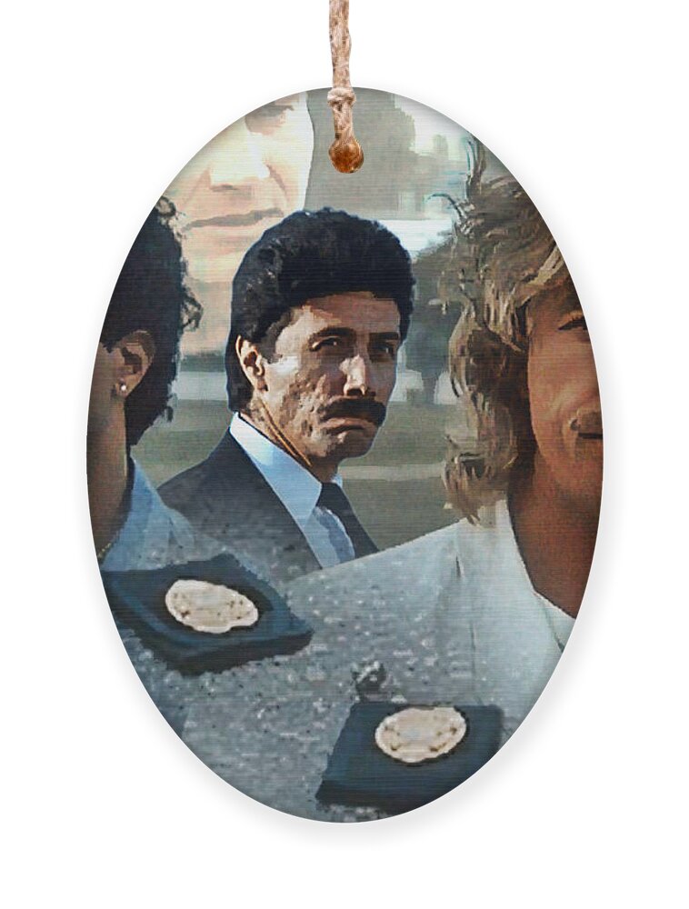 Miami Vice Ornament featuring the painting Freefall 13 by Mark Baranowski