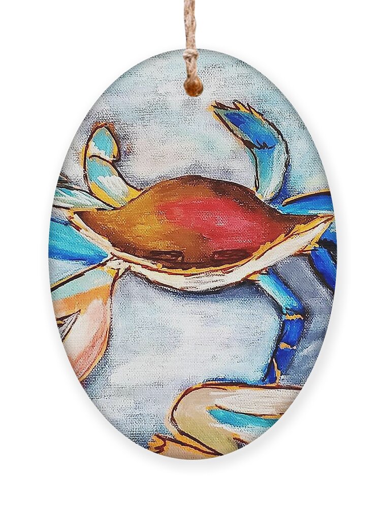 Crab Ornament featuring the painting Fresh Catch by Amy Kuenzie