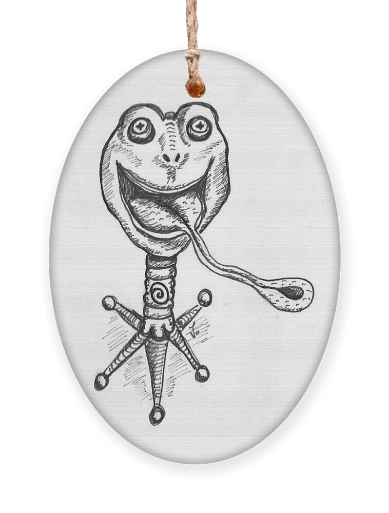 Frog Ornament featuring the drawing Frogstand by Vicki Noble