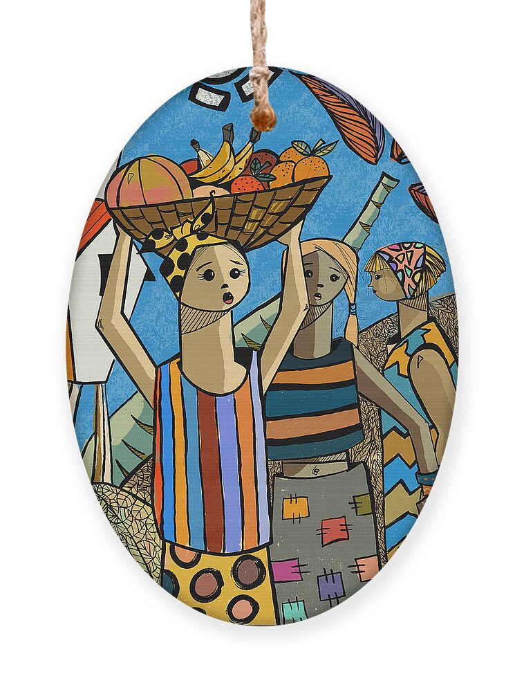 Flea Market Ornament featuring the painting Frutas del Mercado by Oscar Ortiz