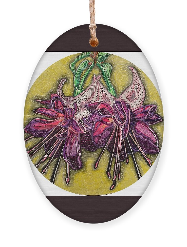Flower Ornament featuring the mixed media Fuchsia by Brenna Woods