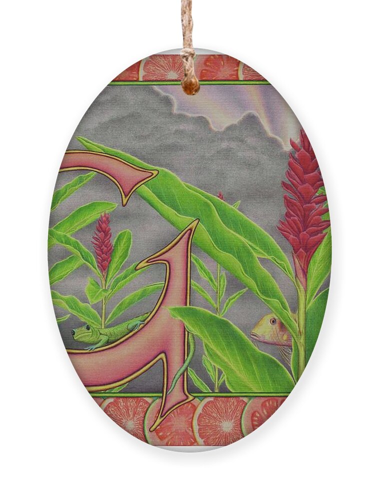 Kim Mcclinton Ornament featuring the drawing G is for Gecko by Kim McClinton