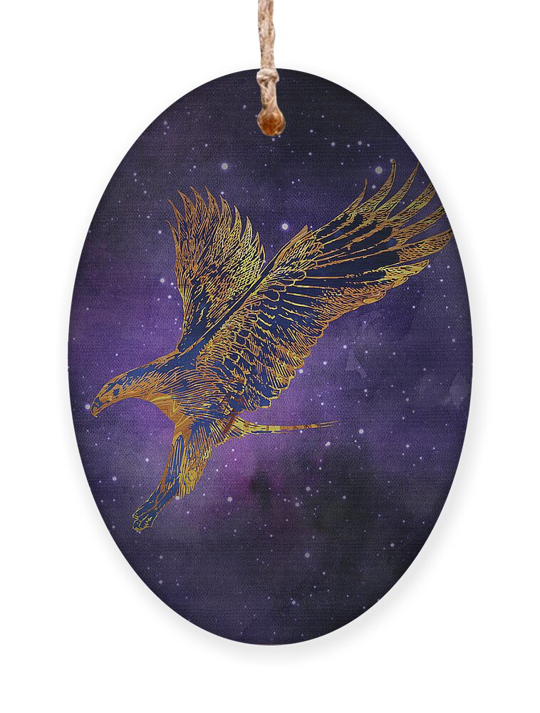 Hawk Ornament featuring the digital art Galaxy Hawk by Sambel Pedes