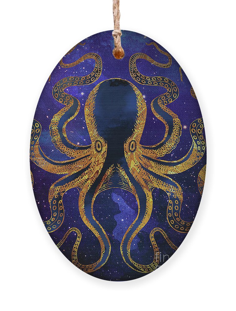 Galaxy Ornament featuring the digital art Galaxy Octopus by Sambel Pedes