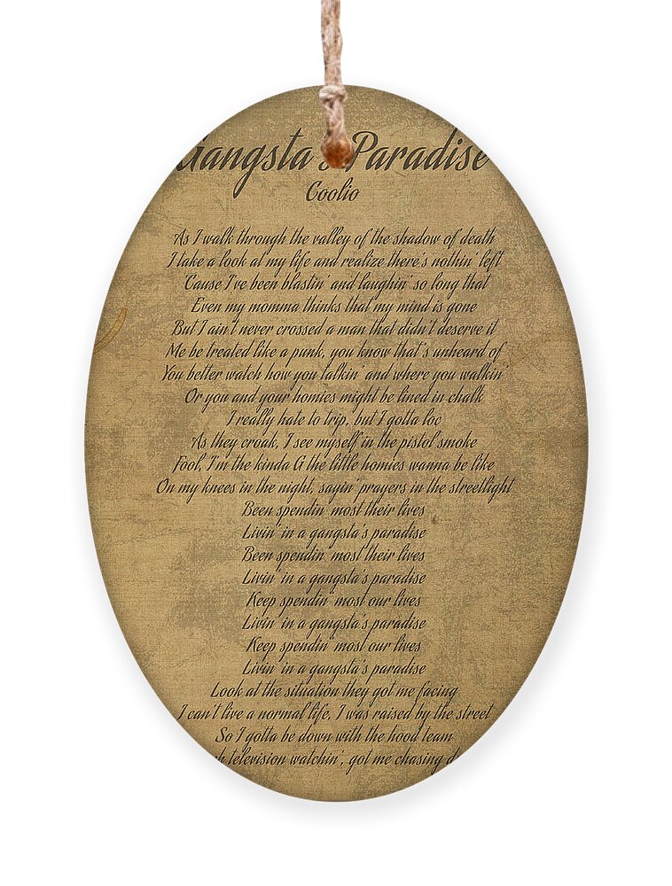 Gangsta's Paradise by Coolio Vintage Song Lyrics on Parchment Jigsaw Puzzle