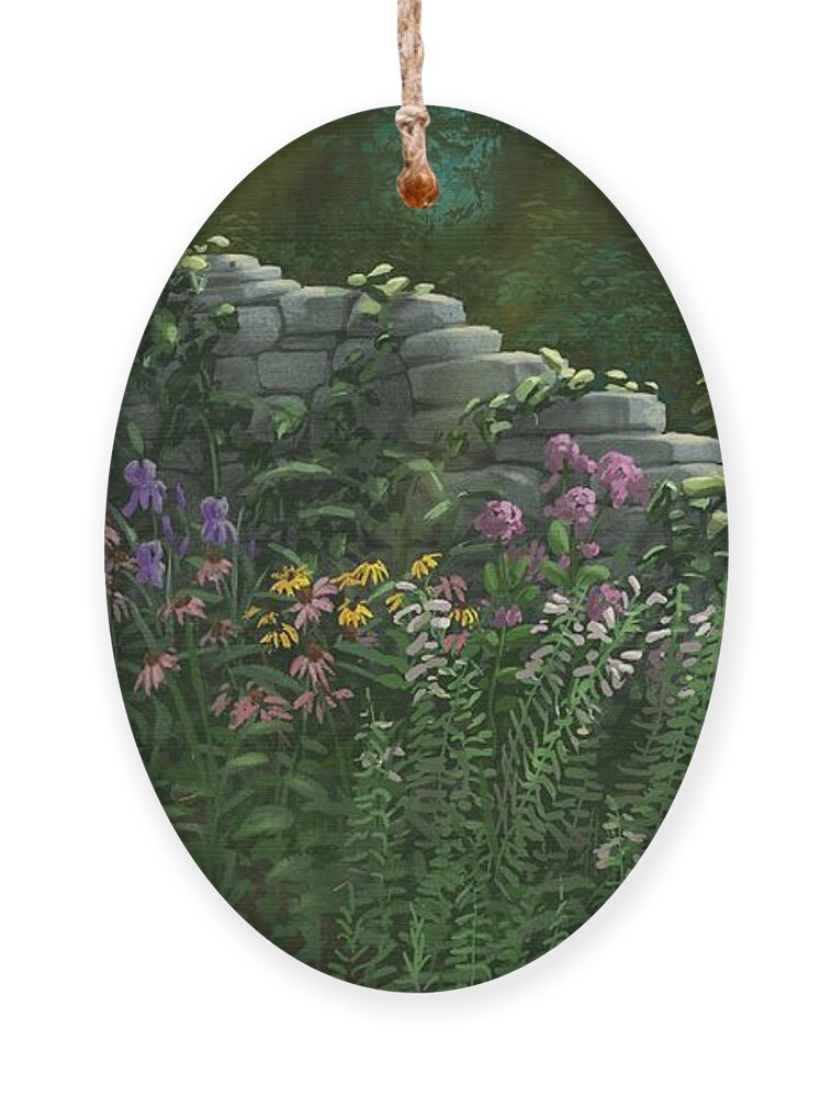 Flowers Ornament featuring the digital art Garden Wall by Don Morgan