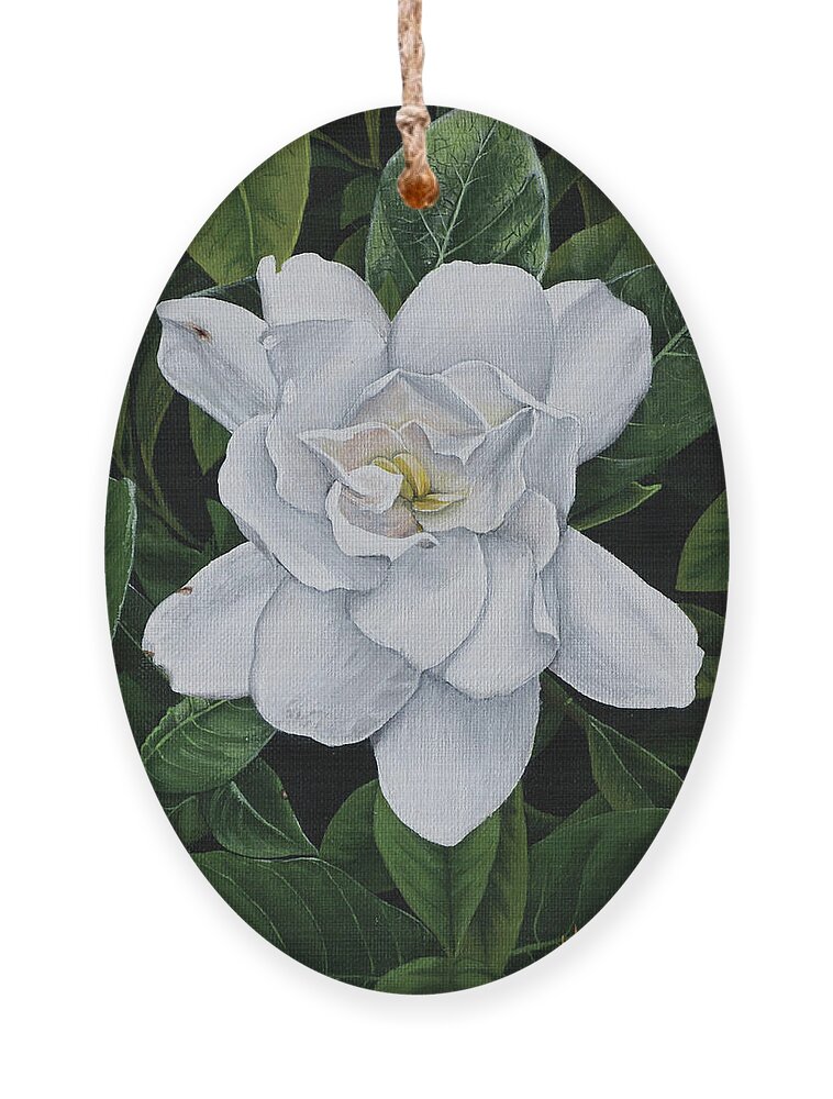 Gardenia Ornament featuring the painting Gardenia by Heather E Harman