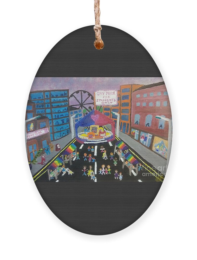 Lgbtq Ornament featuring the painting Gay Pride for straights only by David Westwood