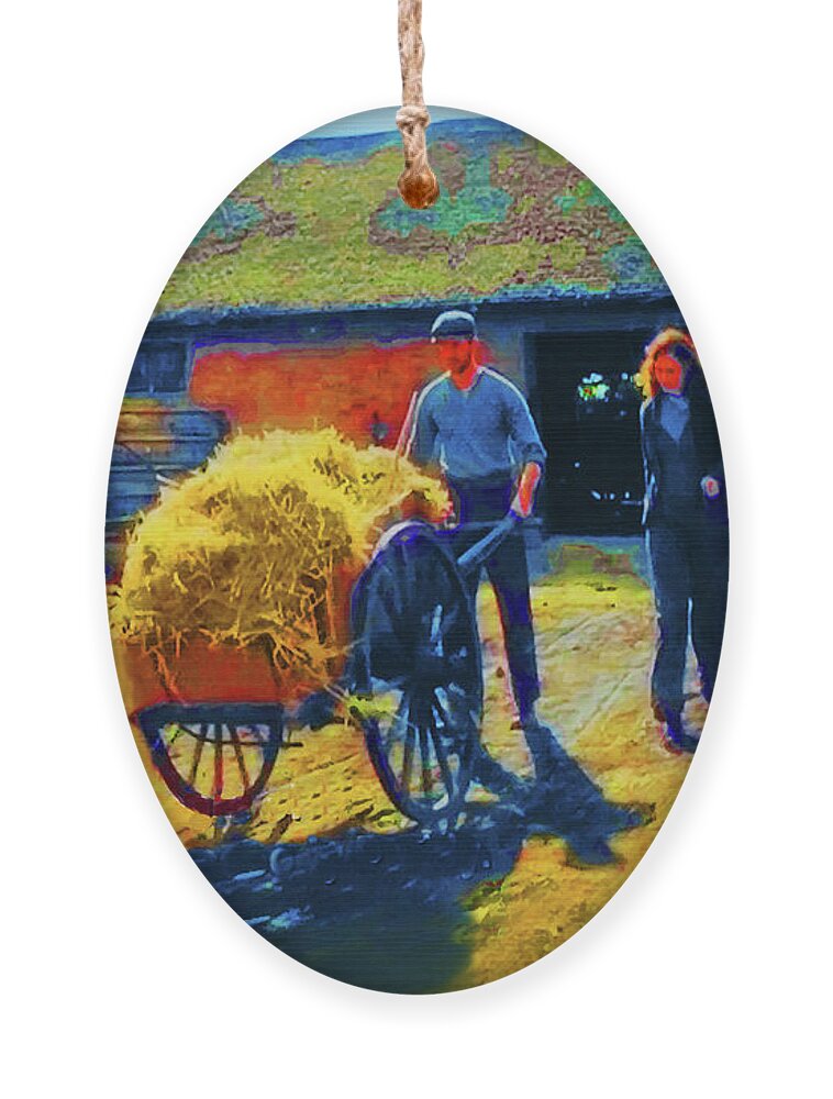 Farms Ornament featuring the painting Getting The Hay by CHAZ Daugherty